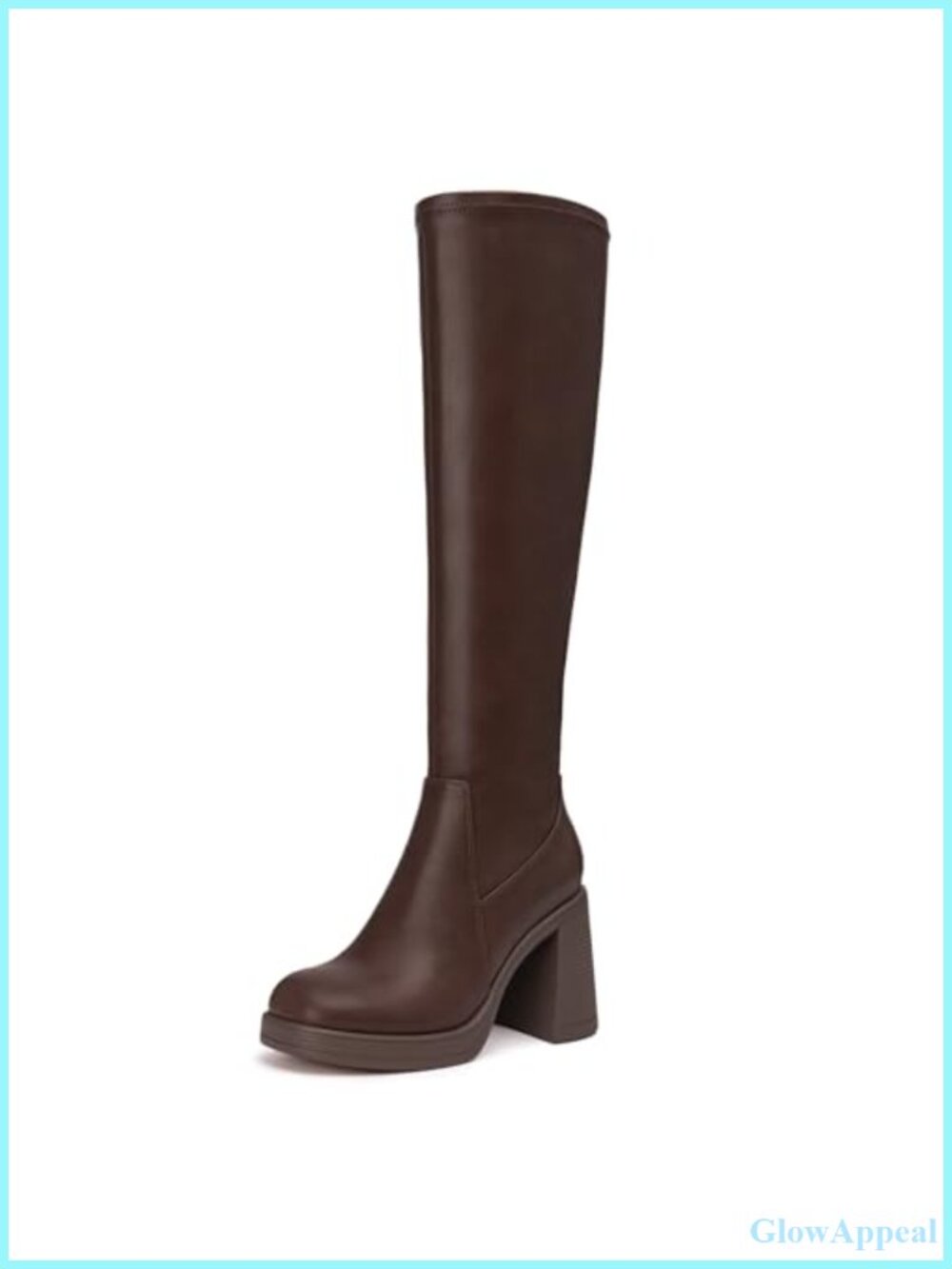 Knee High Boots Women Stretch Chunky Platform Tall Boots Faux Leather